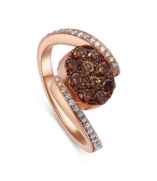 Flip Rose Gold Ring with Brown and Blue Diamonds