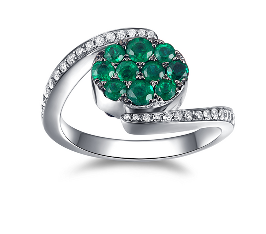 Flip White Gold Ring with Emerald and Blue Sapphire