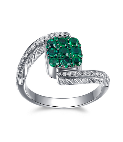 Flip White Gold Ring with Emerald and Blue Sapphire