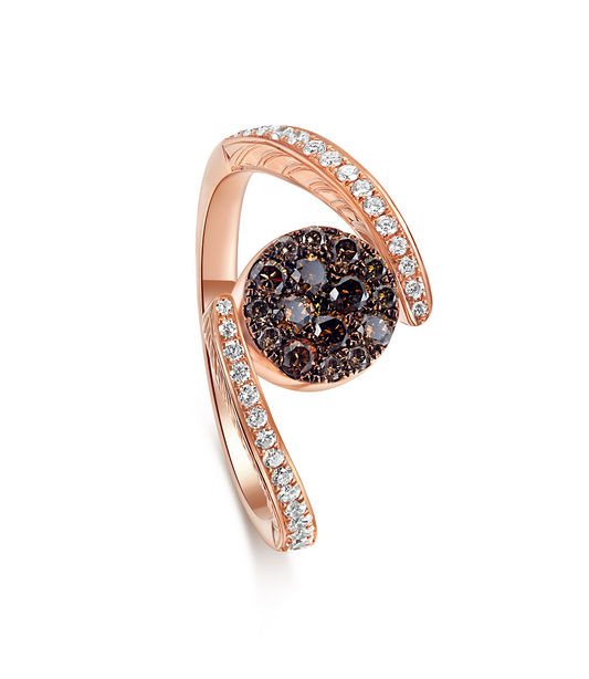 Flip Rose Gold Ring with Brown and Blue Diamonds