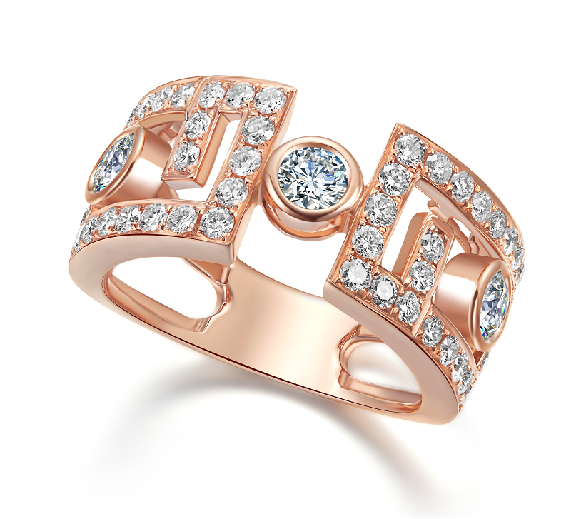 Floating Rose Gold Ring with Diamonds
