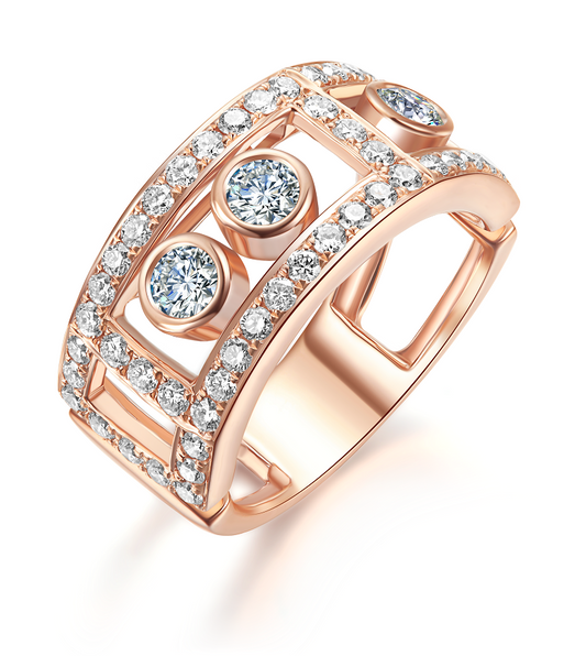 Floating Rose Gold Ring with Diamonds