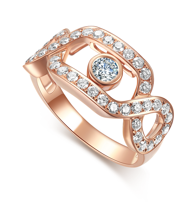 Floating Rose Gold Ring with Diamonds