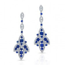 NATURAL COLOR WHITE GOLD VINTAGE SAPPHIRE DIAMOND EARRINGS