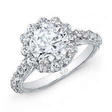 WHITE GOLD ROUND HALO DIAMOND ENGAGEMENT RING