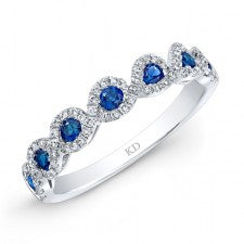 NATURAL COLOR WHITE GOLD INSPIRED SAPPHIRE TWISTED DIAMOND BAND