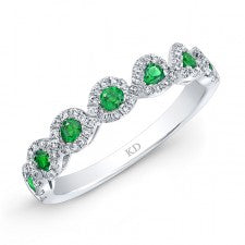 NATURAL COLOR WHITE GOLD INSPIRED EMERALD TWISTED DIAMOND BAND