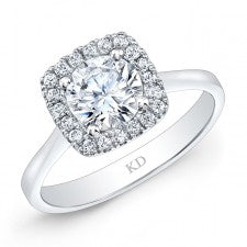 WHITE GOLD CUSHION HALO DIAMOND ENGAGEMENT RING