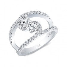 WHITE GOLD TWO-STONE CONTEMPORARY DIAMOND ENGAGEMENT RING