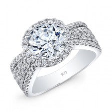 WHITE GOLD INSPIRED VINTAGE ROUND HALO DIAMOND ENGAGEMENT RING