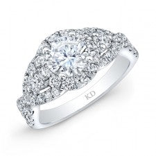 WHITE GOLD VINTAGE ROUND HALO DIAMOND ENGAGEMENT RING