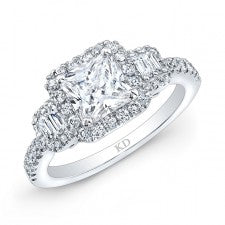 WHITE GOLD SQUARE HALO DIAMOND ENGAGEMENT RING