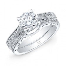 WHITE GOLD DIAMOND VINTAGE ENGAGEMENT SET