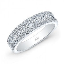 WHITE GOLD THREE ROW PAVE DIAMOND WEDDING BAND