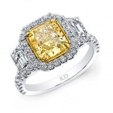 WHITE AND YELLOW GOLD FANCY YELLOW DIAMOND BRIDAL RING