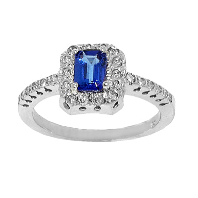 Gold TANZANITE and Diamond Ring