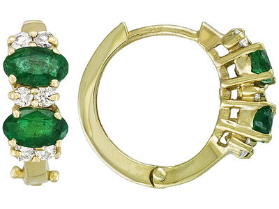 Gold emerald and Diamond Earring