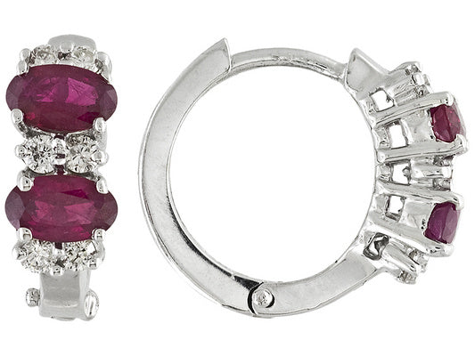 Gold Ruby and Diamond Earrings