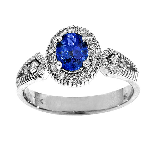 Gold TANZANITE and Diamond Ring