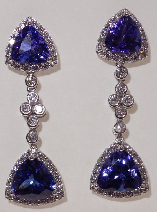 Tanzanite Earrings with Diamonds