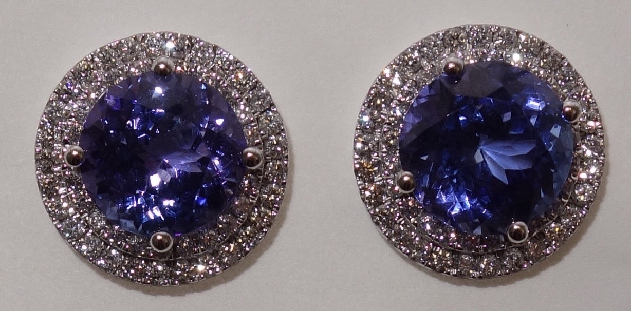 Tanzanite Earrings with Diamonds