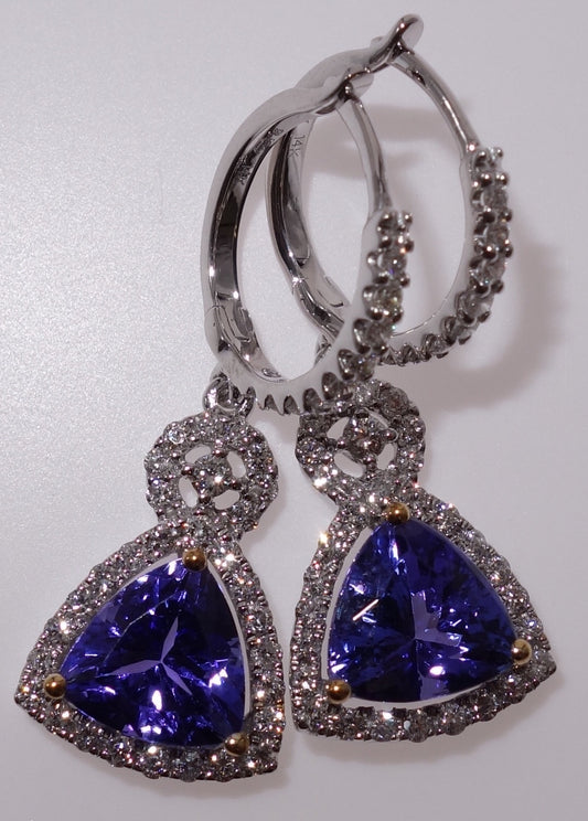 Tanzanite Earrings with Diamonds