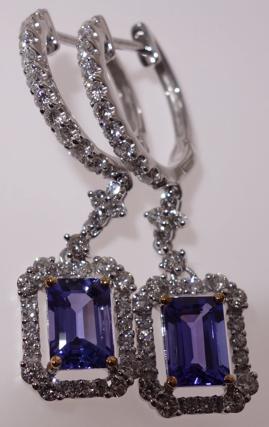 Tanzanite Earrings with Diamonds