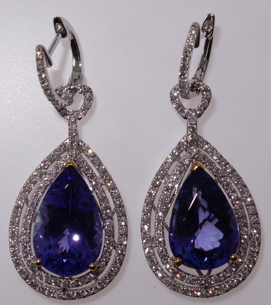 Tanzanite Earrings with Diamonds