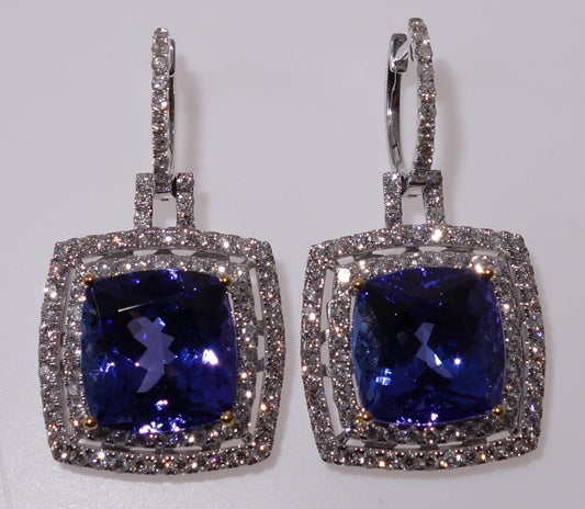 Tanzanite Earrings with Diamonds