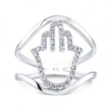 WHITE GOLD STYLISH HAMSA DIAMOND RING