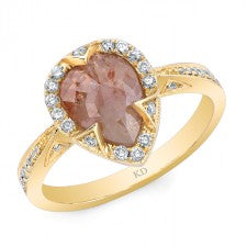 YELLOW GOLD INSPIRED HALO ROUGH DIAMOND RING