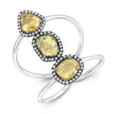 WHITE GOLD THREE- STONE DAZZLING ROUGH DIAMOND RING