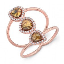 ROSE GOLD THREE- STONE DAZZLING ROUGH DIAMOND RING