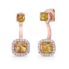 ROSE GOLD TRENDY ROUGH DIAMOND DANGLE EARRINGS