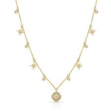 YELLOW GOLD CONTEMPORARY ROUGH DIAMOND LARIAT PENDANT