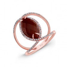 ROSE GOLD CONTEMPORARY RED AGATE DIAMOND RING