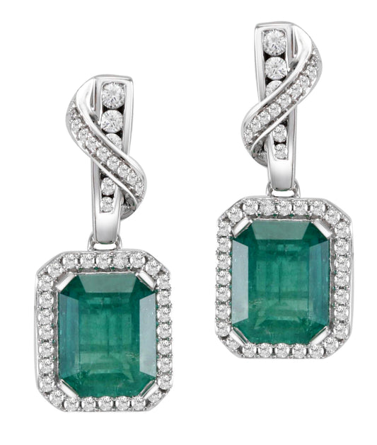 Gold emerald and Diamond Earring