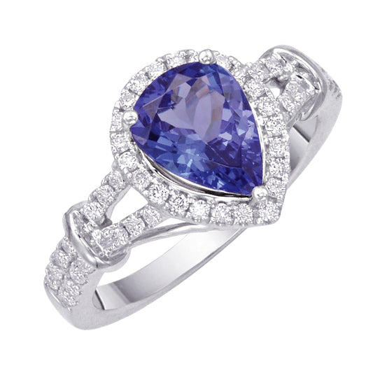 Gold TANZANITE and Diamond Ring