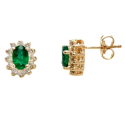 Gold emerald and Diamond Earring