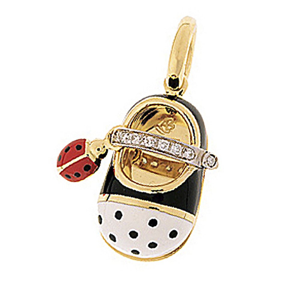 Ladybug Diamond Strap Shoe With Ladybug Accent