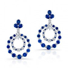 NATURAL COLOR WHITE GOLD SAPPHIRE INSPIRED CIRCLE DIAMOND EARRINGS