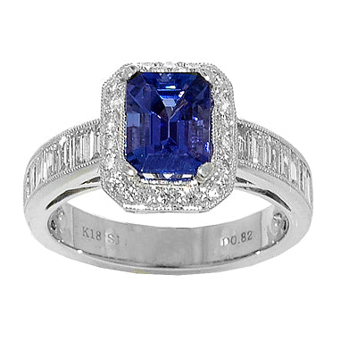 Gold TANZANITE and Diamond Ring