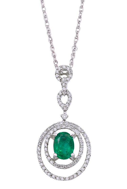 Gold Emerald and Diamond Pendant