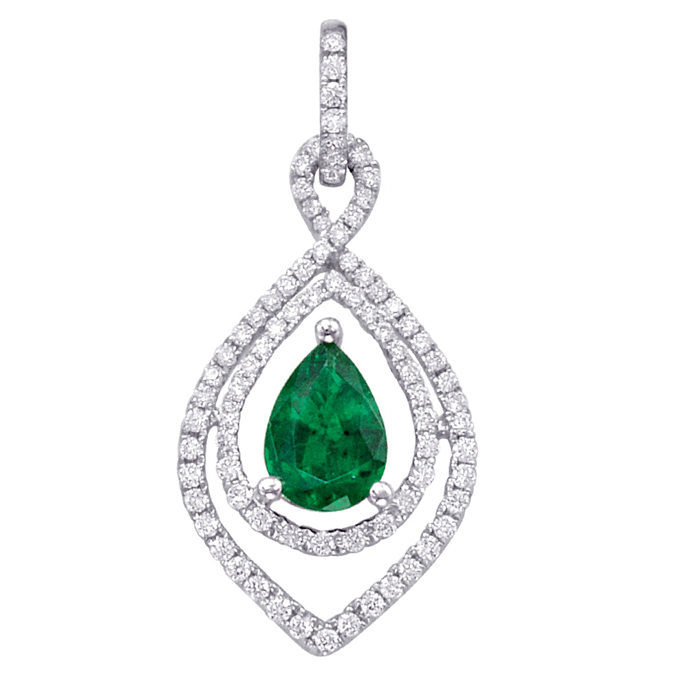 Gold Emerald and Diamond Pendant