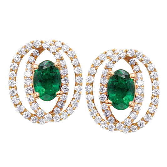 Gold emerald and Diamond Earring