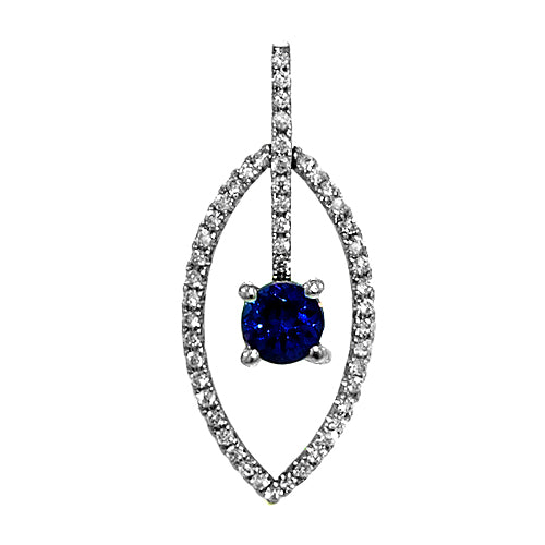 Gold TANZANITE and Diamond Pendant