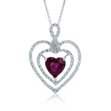 Gold Ruby And Diamond Pendant