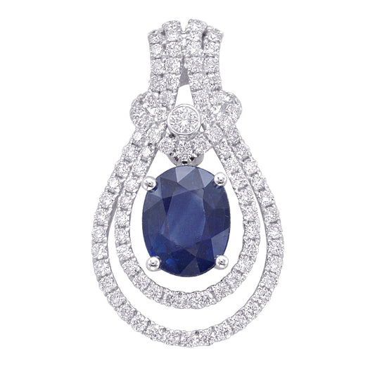 Gold Sapphire And Diamond Pendant