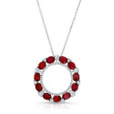 NATURAL COLOR WHITE GOLD CIRCLE OF LOVE RUBY DIAMOND PENDANT