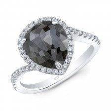 WHITE GOLD ELEGANT HALO ROUGH DIAMOND RING